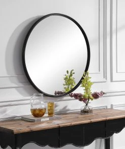 DECOR Uttermost Belham Round Iron Mirror