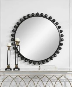 Uttermost Cyra Black Round Mirror