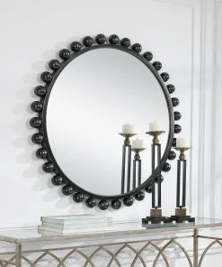 Uttermost Cyra Black Round Mirror