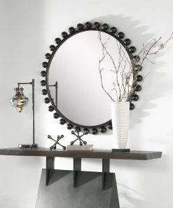 Uttermost Cyra Black Round Mirror