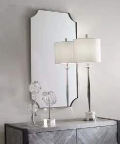 Uttermost Lennox Nickel Scalloped Corner Mirror