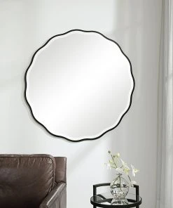DECOR Uttermost Aneta Black Round Mirror