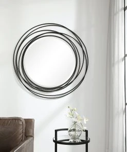 Uttermost Whirlwind Black Round Mirror
