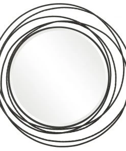Uttermost Whirlwind Black Round Mirror