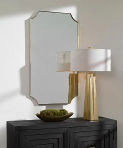 Uttermost Lennox Brass Scalloped Corner Mirror DECOR