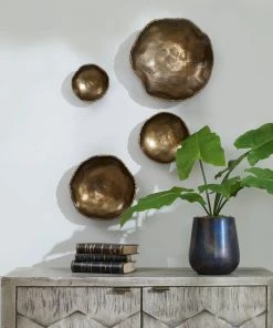 DECOR Uttermost Lucky Coins Brass Wall Bowls, S/4