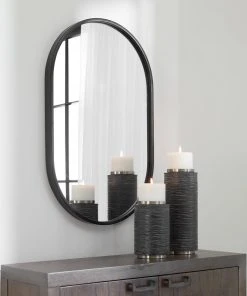 Uttermost Varina Minimalist Black Oval Mirror DECOR