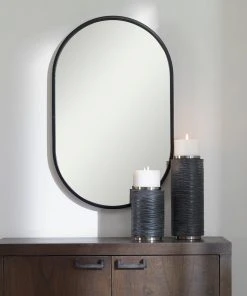 Uttermost Varina Minimalist Black Oval Mirror DECOR