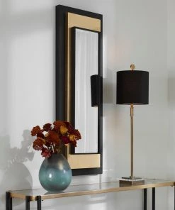 DECOR Uttermost Roston Black & Gold Mirror