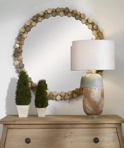 Uttermost Dinar Round Aged Gold Mirror