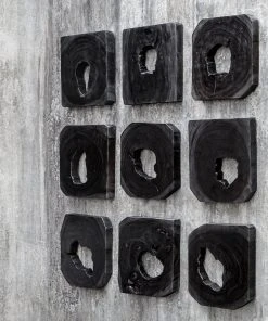 DECOR Uttermost Bahati Ebony Wood Wall Art, S/9