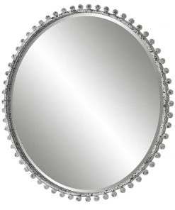 Uttermost Taza Aged White Round Mirror DECOR