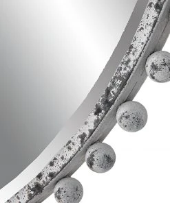 Uttermost Taza Aged White Round Mirror DECOR