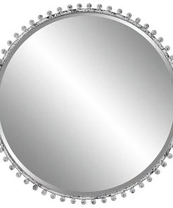 Uttermost Taza Aged White Round Mirror DECOR
