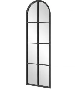 DECOR Uttermost Amiel Black Arch Window Mirror