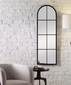 DECOR Uttermost Amiel Black Arch Window Mirror