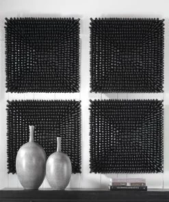 Uttermost Portside Black Wood Wall Panel DECOR