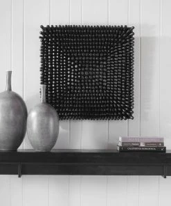 Uttermost Portside Black Wood Wall Panel DECOR