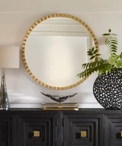 DECOR Uttermost Dandridge Gold Round Mirror
