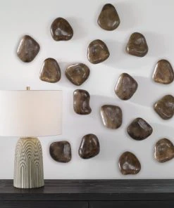 Uttermost Pebbles Walnut Wood Wall Décor, S/9
