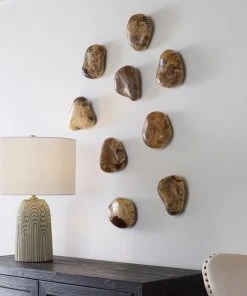Uttermost Pebbles Blonde Wood Wall Décor, S/9 DECOR