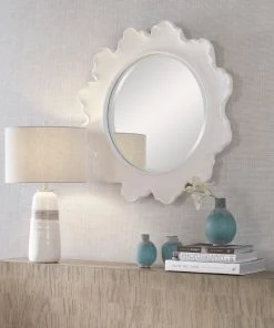DECOR Uttermost Sea Coral White Round Mirror