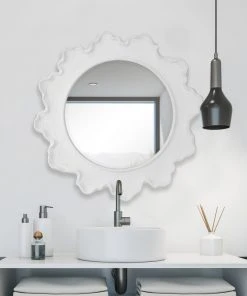 DECOR Uttermost Sea Coral White Round Mirror