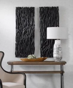 Uttermost Gathered Teak Black Wood Wall Decor