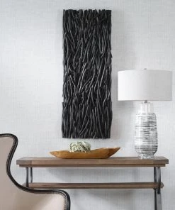 Uttermost Gathered Teak Black Wood Wall Decor