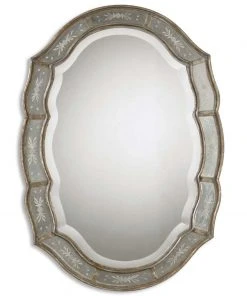DECOR Uttermost Fifi Etched Antique Gold Mirror