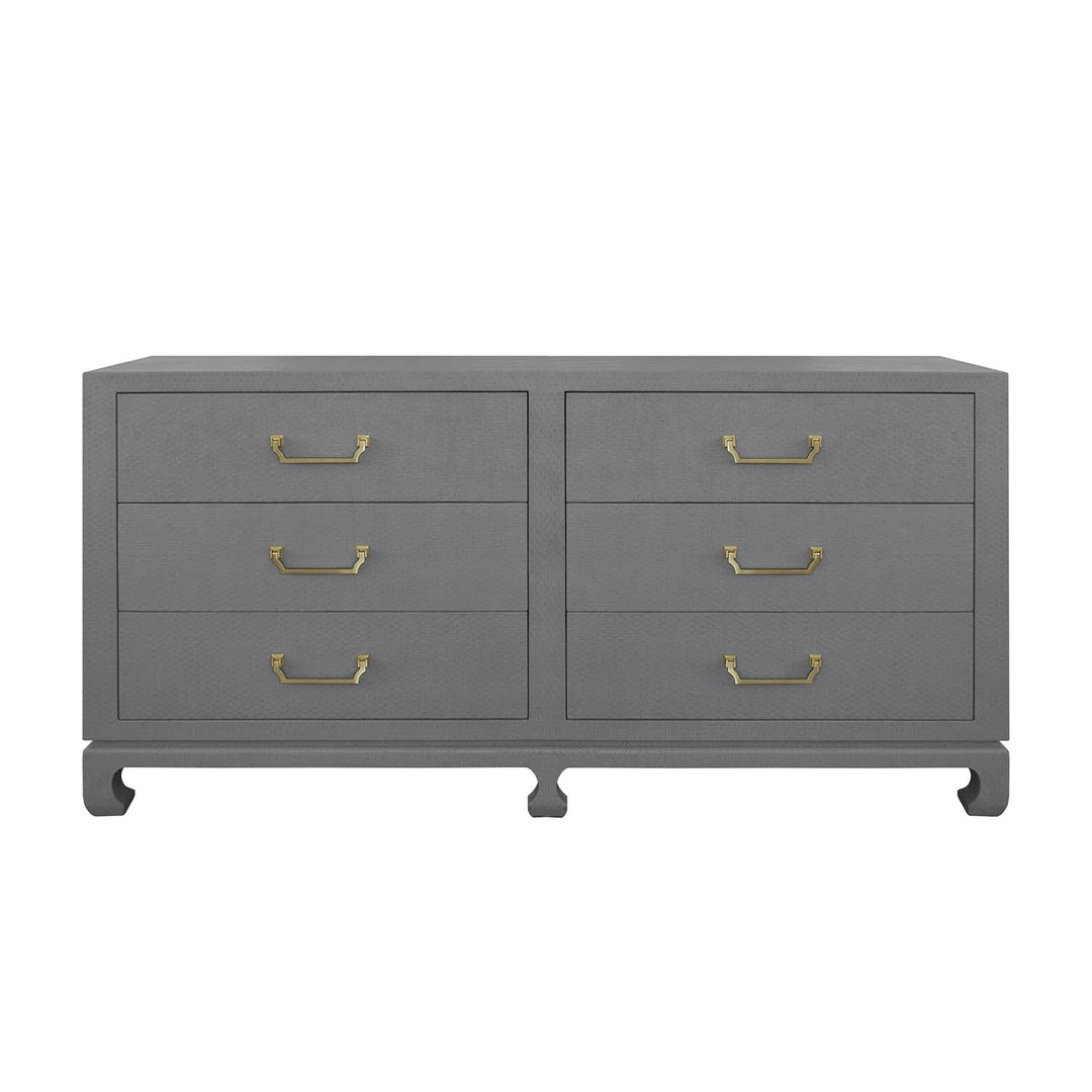 Worlds Away Six Drawer Chest With Brass Hardware In Grey Lacquered Basketweave Grasscloth BEDROOM 3 Worlds Away Six Drawer Chest With Brass Hardware In Grey Lacquered Basketweave Grasscloth BEDROOM