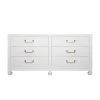 BEDROOM Worlds Away Six Drawer Chest With Brass Hardware In White Lacquered Basketweave Grasscloth