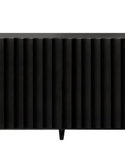 BEDROOM Worlds Away Black Lacq 4 Dr Scalloped Front Cabinet