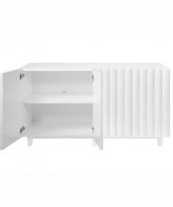 BEDROOM Worlds Away White Lacq 4 Dr Scalloped Front Cabinet