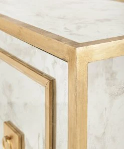 Worlds Away Antq. Mirror & Gl 2 Door Cabinet W Greek Key Detail Chests & Cabinets