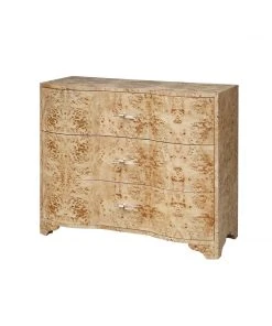 LIVING ROOM Worlds Away Three Drawer Chest In Burl Wood With Acrylic Hardware