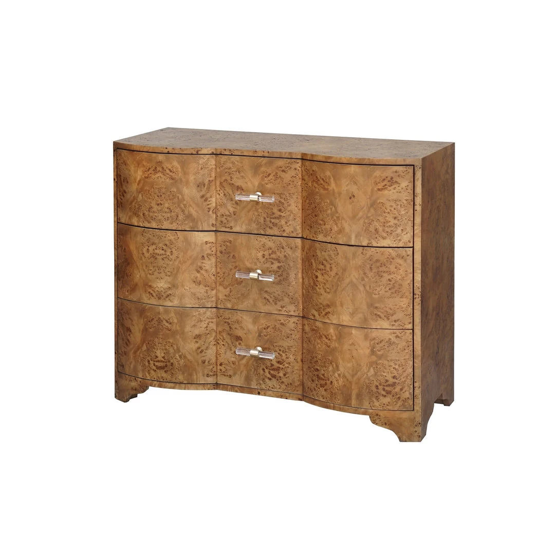 Worlds Away 3 Drawer Chest In Dark Burl Wood With Acrylic Hardware 4 Worlds Away 3 Drawer Chest In Dark Burl Wood With Acrylic Hardware