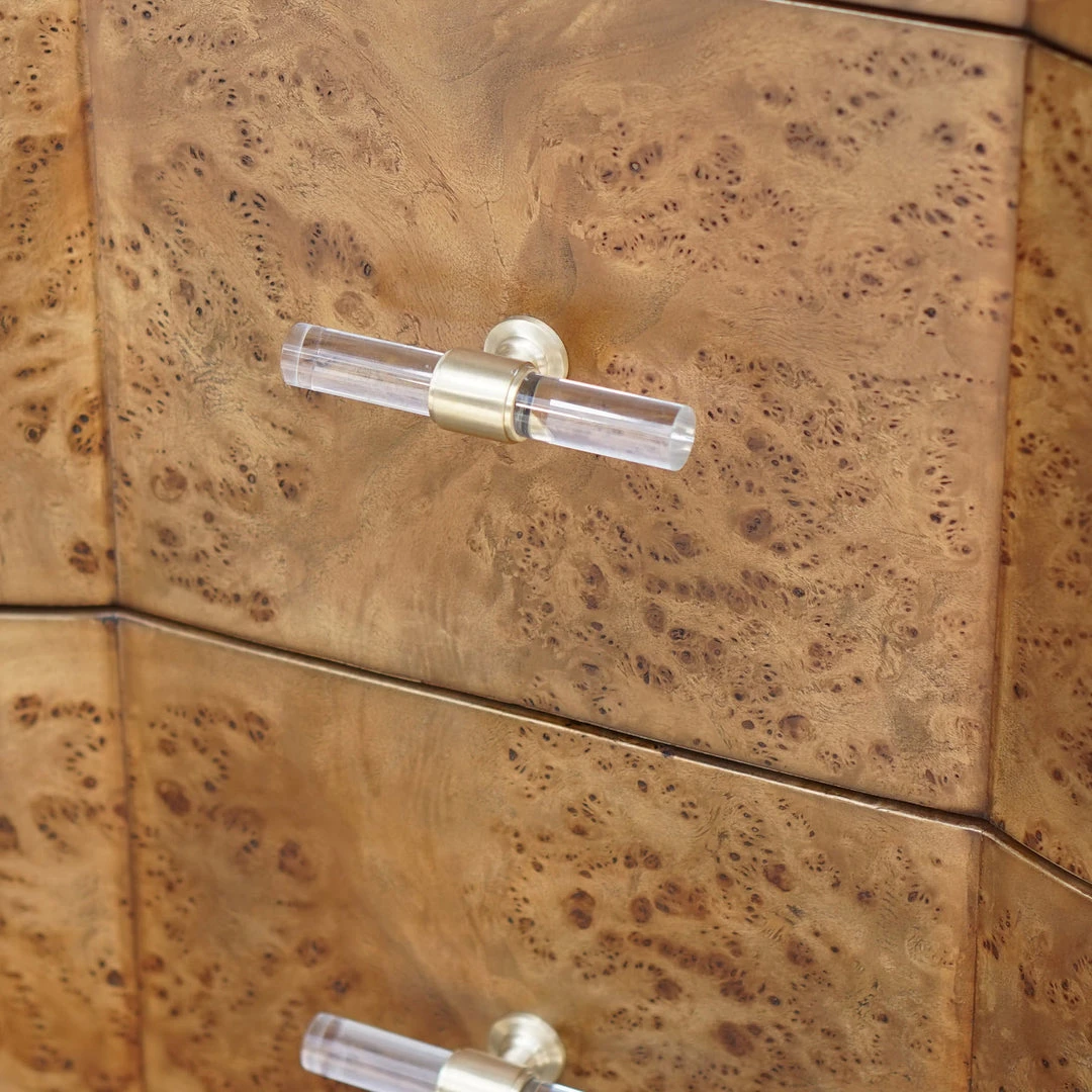 Worlds Away 3 Drawer Chest In Dark Burl Wood With Acrylic Hardware 5 Worlds Away 3 Drawer Chest In Dark Burl Wood With Acrylic Hardware