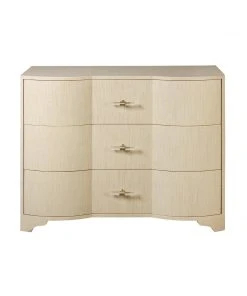Worlds Away Three Drawer Chest In Natural Grasscloth