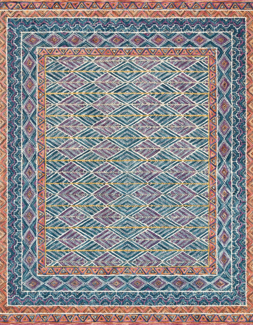 RUGS Justina Blakeney X Loloi Priti Hooked Teal / Fiesta Rug 3 RUGS Justina Blakeney X Loloi Priti Hooked Teal / Fiesta Rug