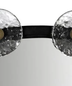 Noir Moira Mirror With Glass Details, Black Metal