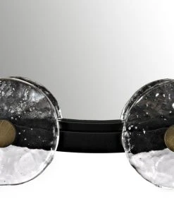 Noir Moira Mirror With Glass Details, Black Metal