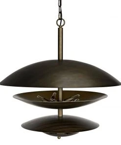 Noir Nora Chandelier, Metal With Aged Brass Finish