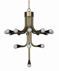 Noir Quinne Chandelier, Metal With Aged Brass Finish All Lighting