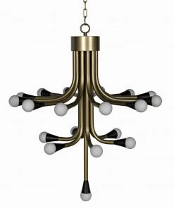 Noir Quinne Chandelier, Metal With Aged Brass Finish All Lighting