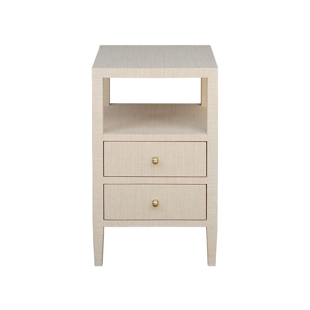 Worlds Away Two Drawer Side Table In Natural Grasscloth Side & End Tables 3 Worlds Away Two Drawer Side Table In Natural Grasscloth Side & End Tables