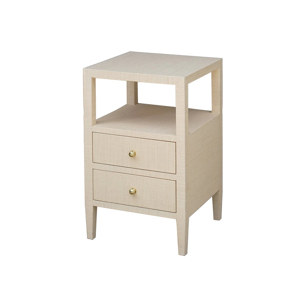Worlds Away Two Drawer Side Table In Natural Grasscloth Side & End Tables 4 Worlds Away Two Drawer Side Table In Natural Grasscloth Side & End Tables