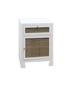 Worlds Away Cabinet W Cane Door Front In White Lacquer Chests & Cabinets