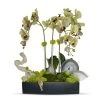 DECOR T&C Floral Company Orchids In Ret Ceramic W/Agate Slabs G
