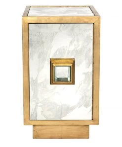 LIVING ROOM Worlds Away Ant Mir & Gold Lf One Dr Cabinet